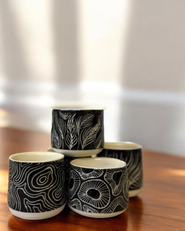 Noir Etch Handless Cups
