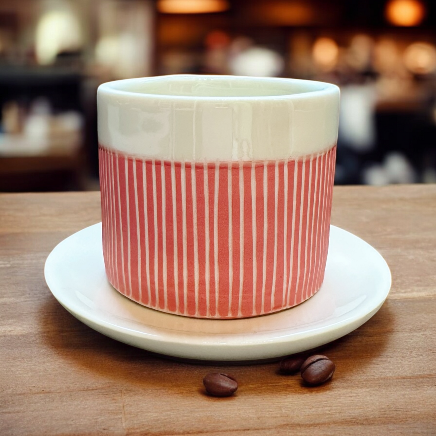 Set of 4 Porcelain Espresso Cups with Saucers